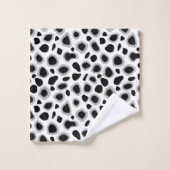 Leopard Print, Schwarz und Weiß Badhandtuch Set (Waschlappen)