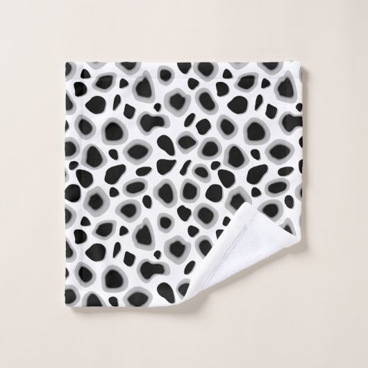 Leopard Print, Schwarz und Weiß Badhandtuch Set (Waschlappen)