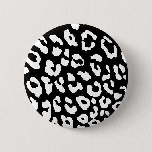 Leopard Print Schwarz-weiß Button (Vorderseite)