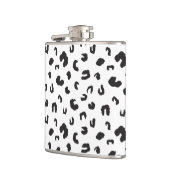 Leopard Print Schwarz-Weiß Flachmann (Links)