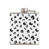 Leopard Print Schwarz-Weiß Flachmann (Rückseite)