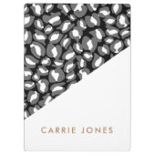 Leopard Print Schwarz-weiß Gold Business Elegant Klemmbrett (Rückseite)