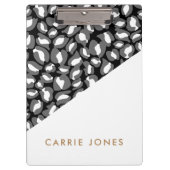 Leopard Print Schwarz-weiß Gold Business Elegant Klemmbrett (Vorderseite)