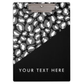 Leopard Print Schwarz-weiß Gold Ihr Text hier Klemmbrett (Vorderseite)