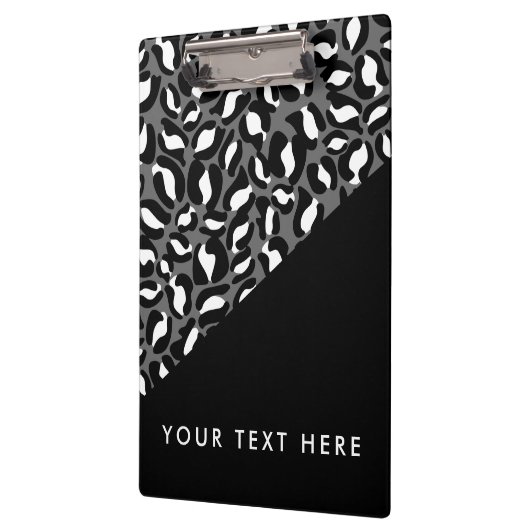 Leopard Print Schwarz-weiß Gold Ihr Text hier Klemmbrett (Links)