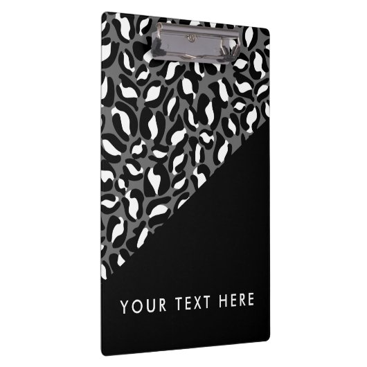 Leopard Print Schwarz-weiß Gold Ihr Text hier Klemmbrett (Rechts)