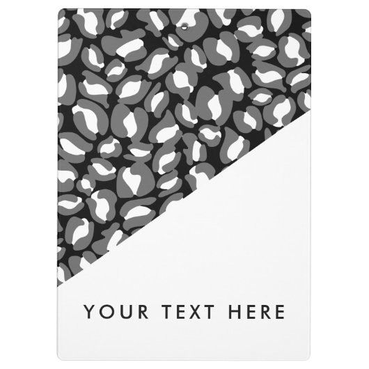 Leopard Print Schwarz-weiß Gold Ihr Text hier Klemmbrett (Rückseite)