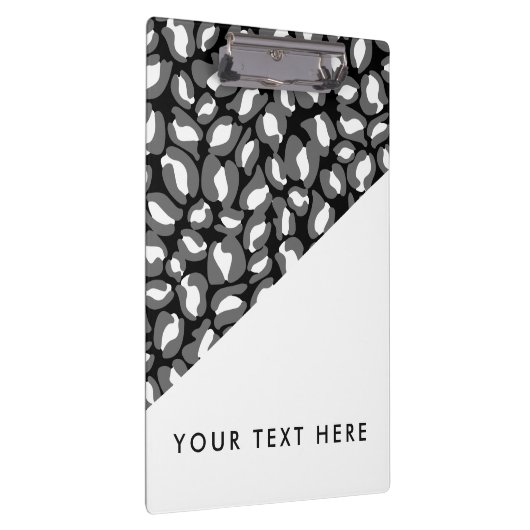 Leopard Print Schwarz-weiß Gold Ihr Text hier Klemmbrett (Rechts)