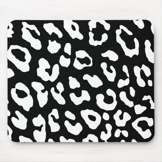 Leopard Print Schwarz-weiß Mousepad (Vorne)