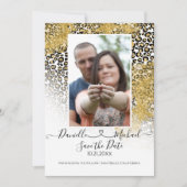 Leopard Print Script Heart Gold Glitzer Save The Date (Vorderseite)