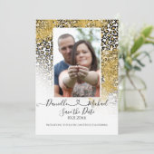Leopard Print Script Heart Gold Glitzer Save The Date (Stehend Vorderseite)