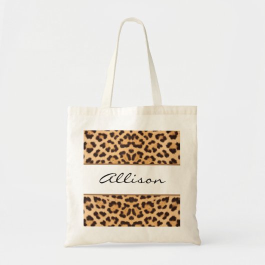 Leopard Print Script Personalisiert Tote Bag Tragetasche (Vorne)
