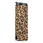 Leopard Print Seamless Muster Individuelle Name Thermosbecher (Nach rechts gedreht)