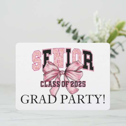 Leopard Print Senior Celebration Einladung (Stehend Vorderseite)