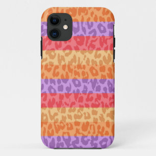 Leopard Print Skin Fur Farbige Streifen Retro iPhone 11 Hülle