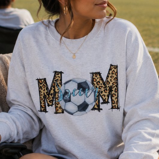 Leopard Print Soccer Mama, Athlete Name und # Sweatshirt