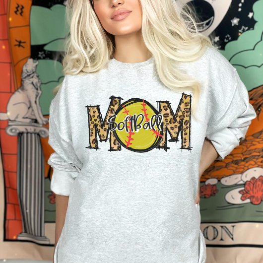 Leopard Print Softball Mama, Athlete Name und # Sweatshirt