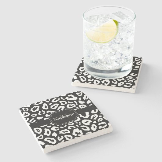 Leopard Print Steinuntersetzer (Seitenansicht)