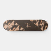 Leopard Print Striping Personalisiert Monogram Nam Skateboard (Horizontal)