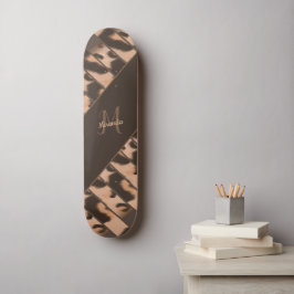 Leopard Print Striping Personalisiert Monogram Nam Skateboard