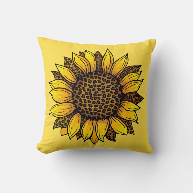 Leopard Print Sunflower Kissen (Vorderseite)