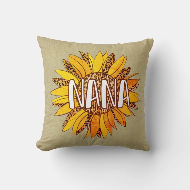 Leopard Print Sunflower MAMA Kissen (Vorderseite)
