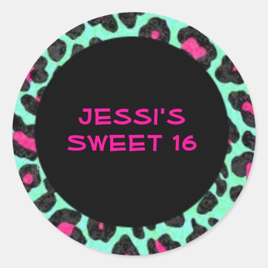 Leopard Print Sweet 16 Stickers (Vorderseite)