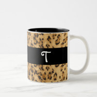 Leopard Print T Monogramm Initialen Coffee Tasse C