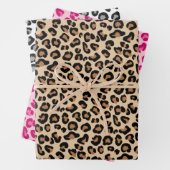 Leopard Print, Tan, Rosa, Schwarz und Weiß Geschenkpapier Set (Beispiel)