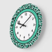 Leopard Print Teal Cheetah Trendy Leopard Clock Große Wanduhr (Winkel)