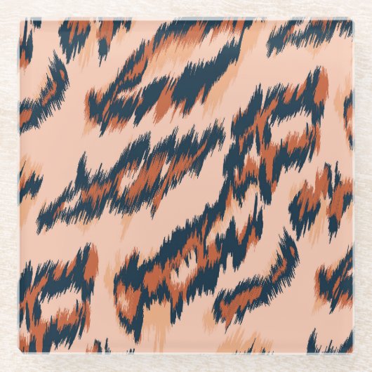 Leopard Print: Textil Nahtlos Design. Glasuntersetzer (Vorderseite)