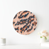 Leopard Print: Textil Nahtlos Design. Große Wanduhr (Zuhause)