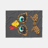 Leopard Print Thanksgiving Funny Turkey Face Gles Fleecedecke (Vorderseite (Horizontal))