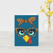 Leopard Print Thanksgiving Funny Turkey Face Gles Karte (Gelbe Blume)