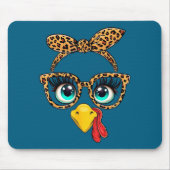 Leopard Print Thanksgiving Funny Turkey Face Gles  Mousepad (Vorne)