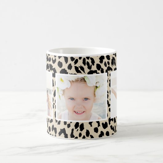 Leopard Print Three Foto Collage Kaffeetasse (Mittel)