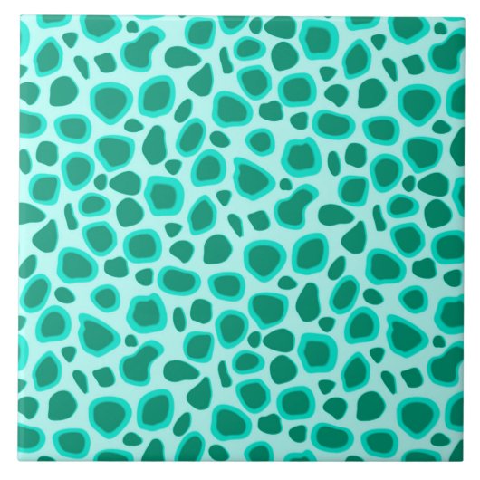 Leopard Print - Türkis und Aqua Fliese (Vorderseite)