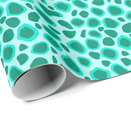 Leopard Print - Türkis und Aqua Geschenkpapier (Rolleneckpunkt)