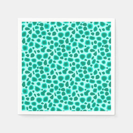 Leopard Print - Türkis und Aqua Serviette (Vorderseite)