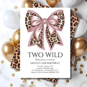 Leopard Print Two Wild Bow 2. Geburtstag Einladung
