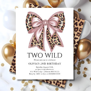 Leopard Print Two Wild Bow 2. Geburtstag Einladung