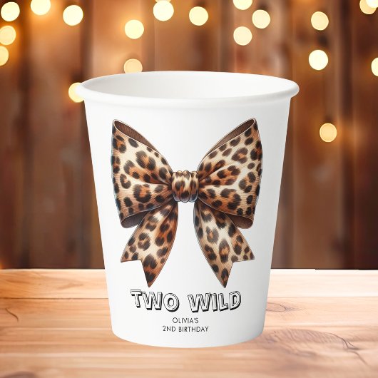 Leopard Print Two Wild Bow 2. Geburtstag Pappbecher