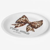 Leopard Print Two Wild Bow 2. Geburtstag Pappteller (Schrägansicht)