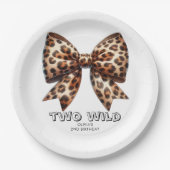 Leopard Print Two Wild Bow 2. Geburtstag Pappteller (Vorderseite)