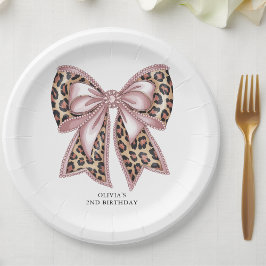 Leopard Print Two Wild Bow 2. Geburtstag Pappteller