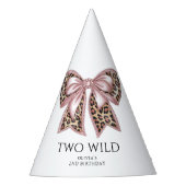 Leopard Print Two Wild Bow 2. Geburtstag Partyhütchen (Vorderseite)