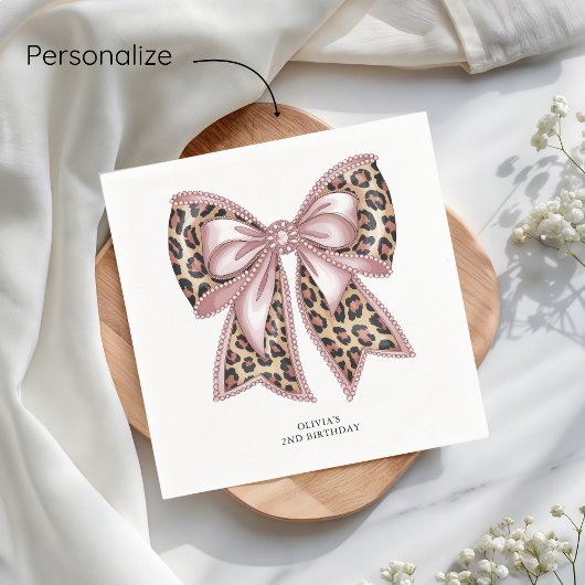 Leopard Print Two Wild Bow 2. Geburtstag Serviette