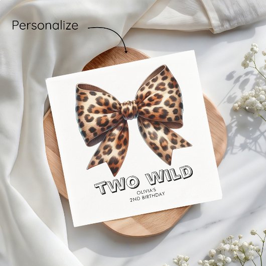 Leopard Print Two Wild Bow 2. Geburtstag Serviette