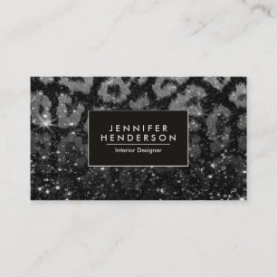 Leopard Print und Black Glitzer Visitenkarte