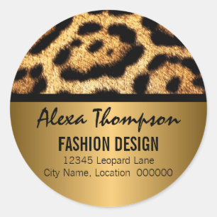Leopard Print und Gold Look Runder Aufkleber
